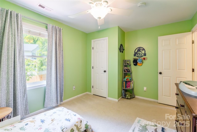 1220 Merribrook Dr, Matthews, NC 28105 - bedroom featuring light carpet and ceiling fan