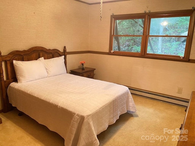 268 Poor Boy Ln, Whittier, NC 28789 - carpeted bedroom featuring a baseboard radiator and multiple windows