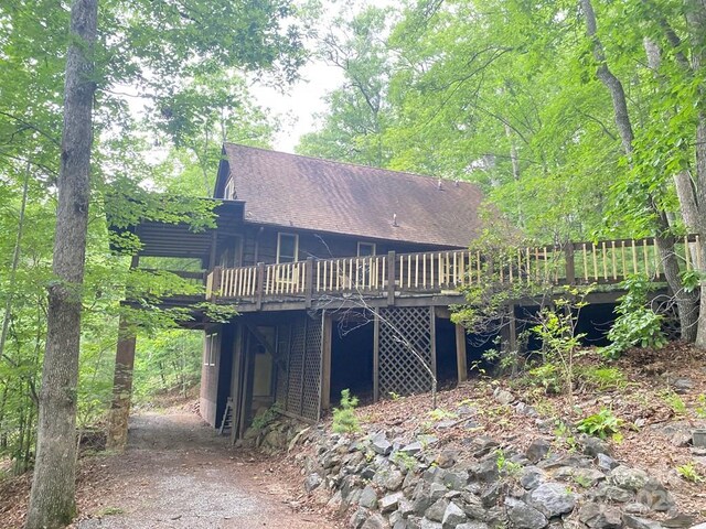 268 Poor Boy Ln, Whittier, NC 28789 - back of property featuring a wooden deck and roof with shingles