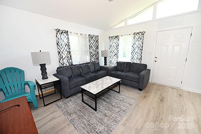 112 Lovelady Rd, Valdese, NC 28690 - living area featuring light wood-style floors, plenty of natural light, and high vaulted ceiling