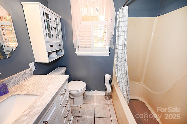 112 Lovelady Rd, Valdese, NC 28690 - bathroom with vanity, tile patterned flooring, shower / tub combo, and plenty of natural light