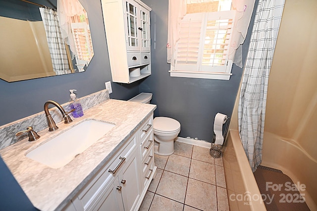 112 Lovelady Rd, Valdese, NC 28690 - bathroom with vanity, tile patterned flooring, and shower / bathtub combination with curtain
