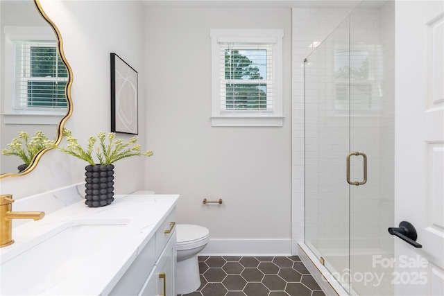 4114 Mantle Ct, Charlotte, NC 28205 - full bath with tile patterned flooring, vanity, and a shower stall