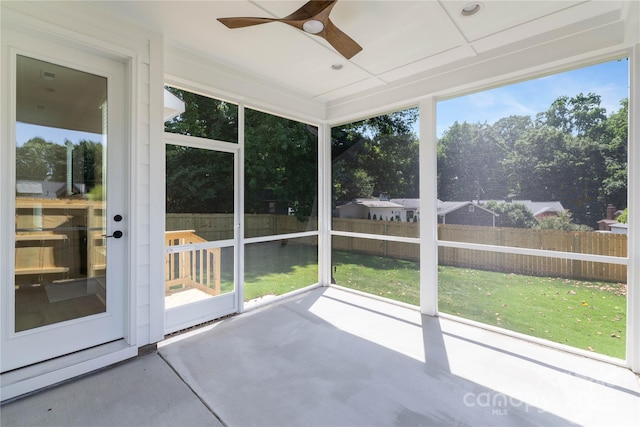 4114 Mantle Ct, Charlotte, NC 28205 - unfurnished sunroom with ceiling fan and healthy amount of natural light