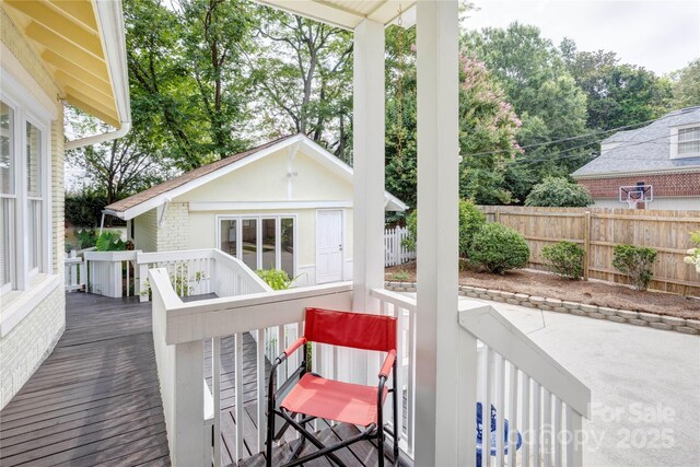 156 Union St N, Concord, NC 28025 - wooden deck with an outdoor structure