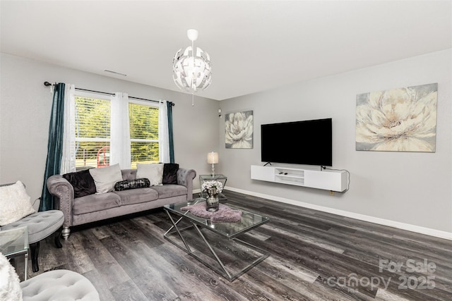 3542 Crowders View Dr, Gastonia, NC 28052 - living area featuring wood finished floors and a chandelier