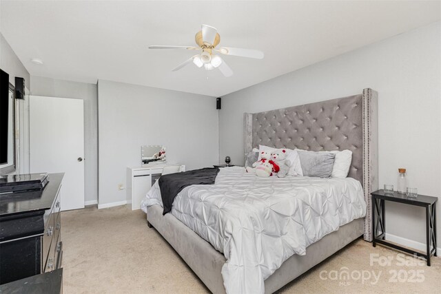 3542 Crowders View Dr, Gastonia, NC 28052 - bedroom featuring light colored carpet and ceiling fan