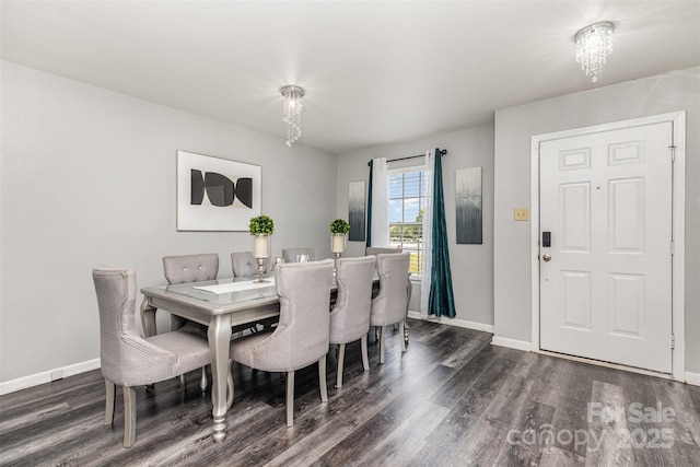 3542 Crowders View Dr, Gastonia, NC 28052 - dining space with dark wood-style floors and a chandelier