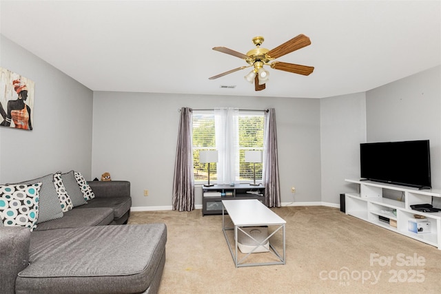 3542 Crowders View Dr, Gastonia, NC 28052 - living room with a ceiling fan and light carpet