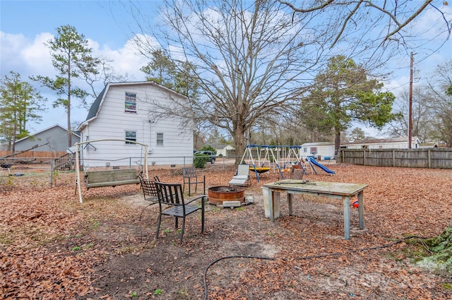511 E Church St, Kershaw, SC 29067 - view of yard with a playground and an outdoor fire pit