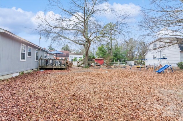511 E Church St, Kershaw, SC 29067 - view of yard with a playground and a wooden deck