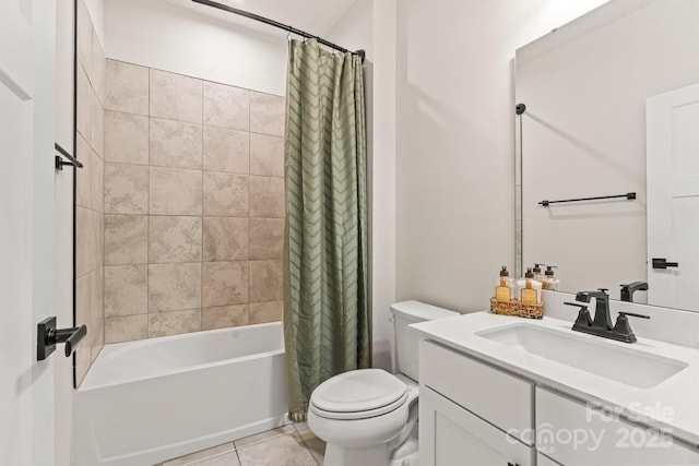 932 Portrush Ln, Tega Cay, SC 29708 - full bath featuring shower / bathtub combination with curtain, vanity, and tile patterned flooring