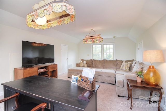 1482 Willow Oaks Trl, Matthews, NC 28104 - living room featuring vaulted ceiling and carpet floors