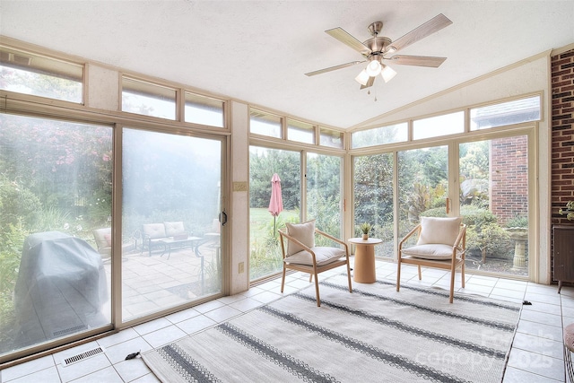 1482 Willow Oaks Trl, Matthews, NC 28104 - sunroom with tile patterned floors, lofted ceiling, and a wall of windows