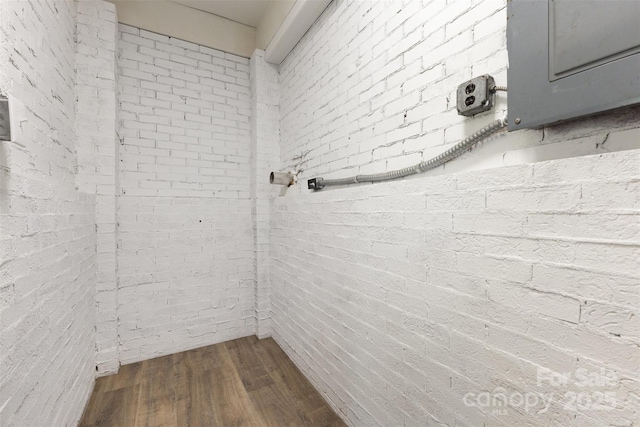 1948 Marett Blvd, Rock Hill, SC 29732 - bathroom featuring wood finished floors, brick wall, and electric panel