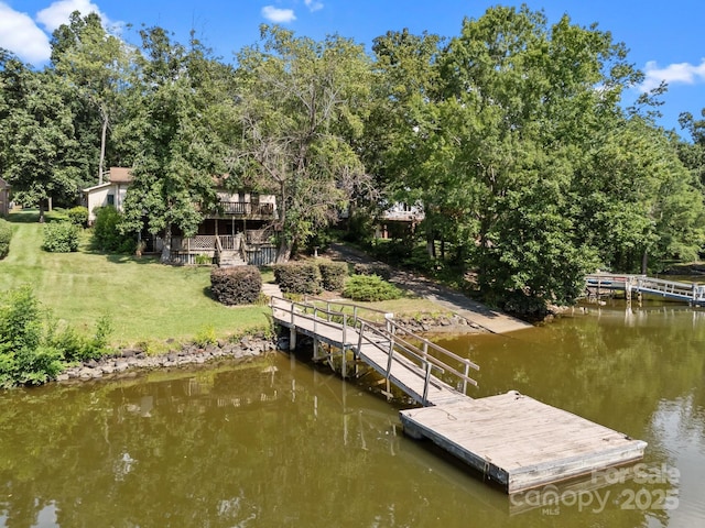 840 Deer Lake Run, Salisbury, NC 28146 - dock with a water view and a yard