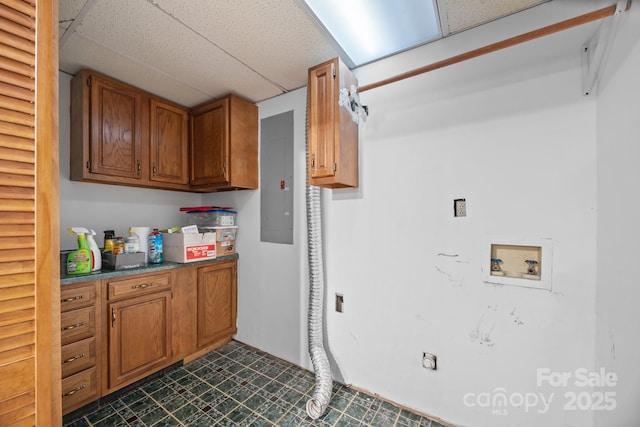 840 Deer Lake Run, Salisbury, NC 28146 - washroom featuring electric panel, cabinet space, hookup for an electric dryer, and hookup for a washing machine