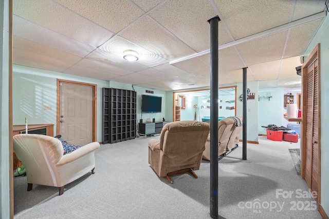 840 Deer Lake Run, Salisbury, NC 28146 - carpeted living room featuring a paneled ceiling