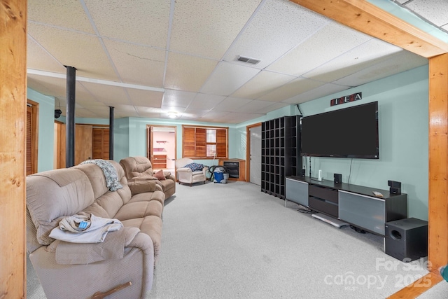840 Deer Lake Run, Salisbury, NC 28146 - living room featuring carpet floors and a paneled ceiling