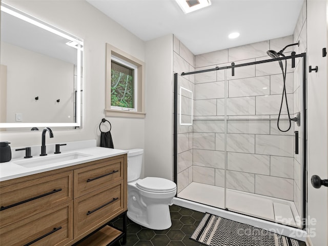 1065 Oak Ridge Ln, Mars Hill, NC 28754 - bathroom with vanity, tile patterned floors, and a shower stall