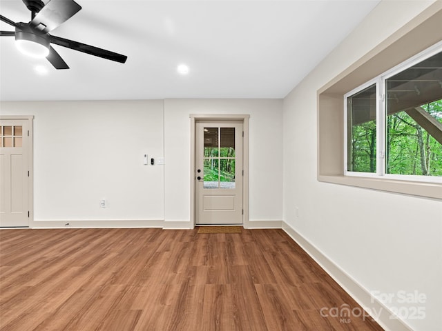 1065 Oak Ridge Ln, Mars Hill, NC 28754 - foyer featuring plenty of natural light, light wood finished floors, ceiling fan, and recessed lighting