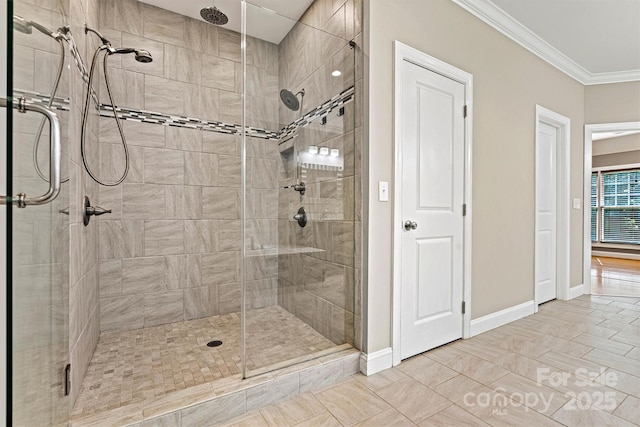 3450 4th Street Blvd NW, Hickory, NC 28601 - full bath with a stall shower and ornamental molding