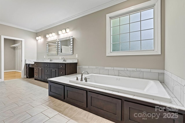 3450 4th Street Blvd NW, Hickory, NC 28601 - bathroom with double vanity, a bath, and crown molding