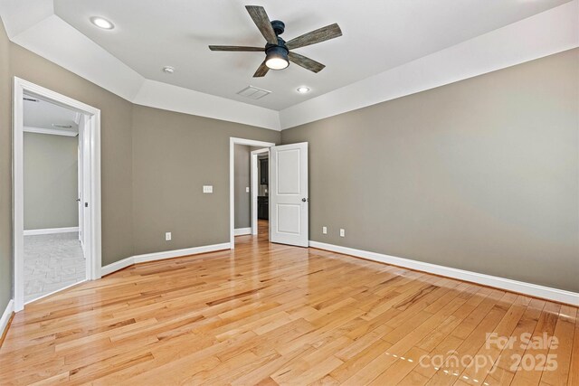 3450 4th Street Blvd NW, Hickory, NC 28601 - unfurnished bedroom featuring light wood-style floors, ceiling fan, and recessed lighting