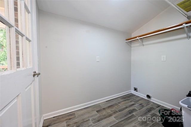 418 Stokes Ave, Clover, SC 29710 - laundry room featuring dark wood-type flooring and electric dryer hookup