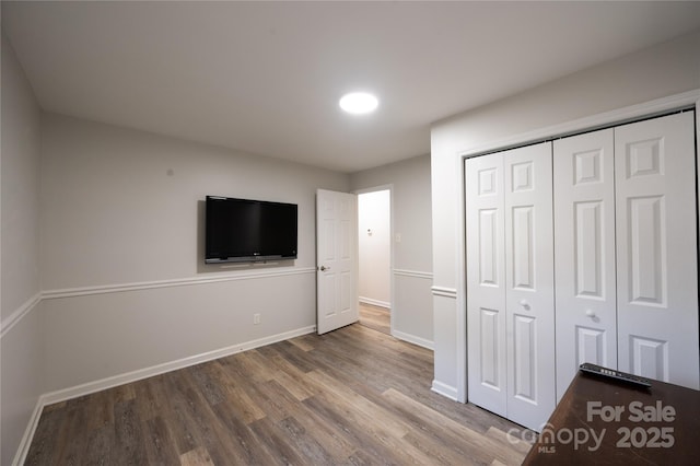 418 Stokes Ave, Clover, SC 29710 - unfurnished bedroom featuring wood finished floors, a closet, and recessed lighting