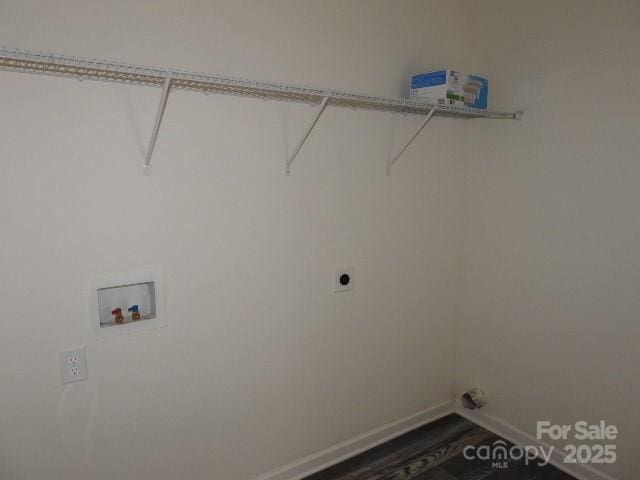 248 Mills Ave, Troutman, NC 28166 - laundry room with washer hookup, electric dryer hookup, and dark wood-style floors