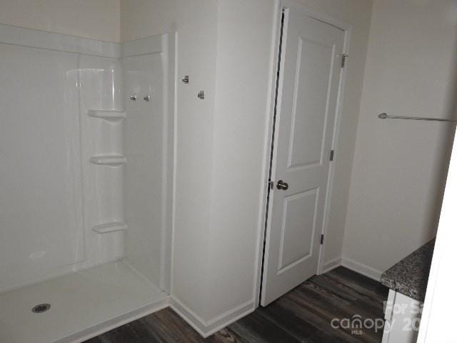 248 Mills Ave, Troutman, NC 28166 - bathroom with wood finished floors and a shower