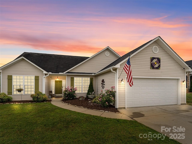 144 Haw River Rd, Fletcher, NC 28732 - view of front of property with concrete driveway, a yard, and roof with shingles