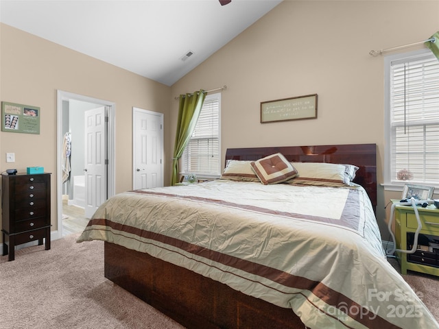 144 Haw River Rd, Fletcher, NC 28732 - carpeted bedroom featuring lofted ceiling and ensuite bathroom