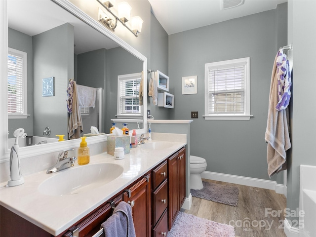 144 Haw River Rd, Fletcher, NC 28732 - full bath with wood finished floors and double vanity