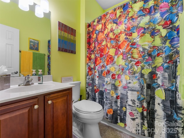 144 Haw River Rd, Fletcher, NC 28732 - bathroom featuring vanity, tile patterned flooring, and a shower with curtain