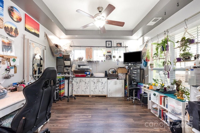 217 Fielding St, Mount Holly, NC 28120 - home office featuring a ceiling fan and wood finished floors