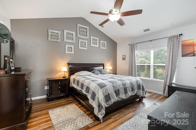 217 Fielding St, Mount Holly, NC 28120 - bedroom featuring lofted ceiling, wood finished floors, and a ceiling fan