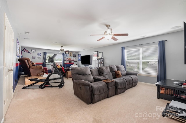 217 Fielding St, Mount Holly, NC 28120 - living area with ceiling fan and carpet