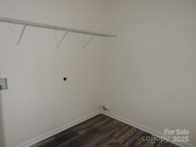 252 Mills Ave, Troutman, NC 28166 - washroom with hookup for a washing machine, dark wood-type flooring, and electric dryer hookup