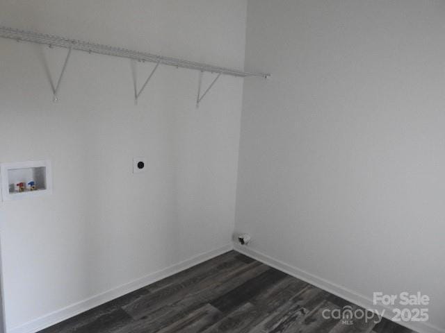 260 Mills Ave, Troutman, NC 28166 - washroom featuring dark wood-style floors, washer hookup, and hookup for an electric dryer