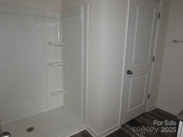260 Mills Ave, Troutman, NC 28166 - bathroom with wood finished floors and a shower