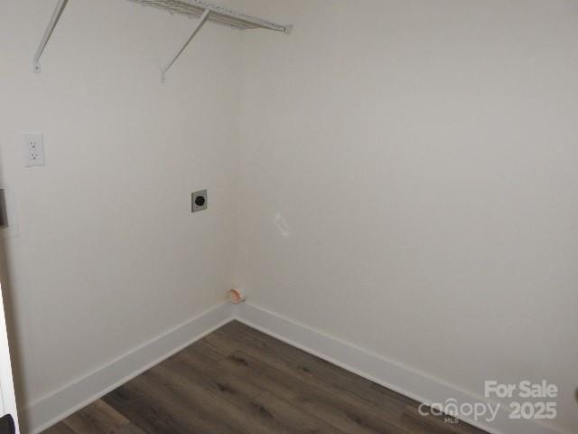 212 Sugar Hill Rd, Troutman, NC 28166 - laundry room with hookup for an electric dryer and dark wood finished floors