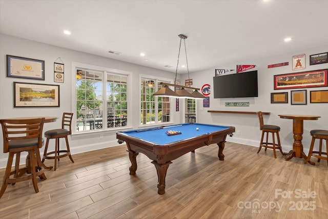 1505 Hawkstone Dr, Waxhaw, NC 28173 - game room with wood finished floors, billiards, and recessed lighting
