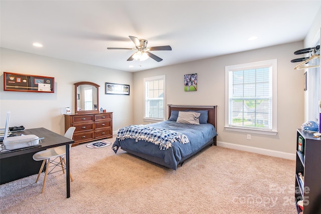 208 Canoe Pole Ln, Mooresville, NC 28117 - bedroom featuring carpet flooring, recessed lighting, a desk, and a ceiling fan