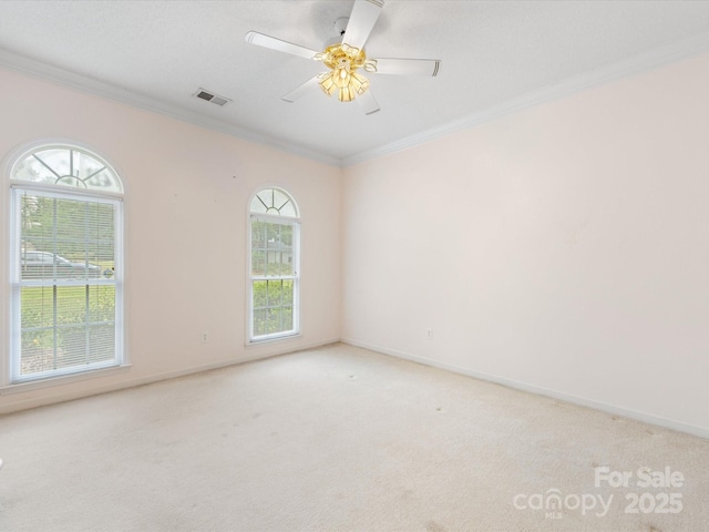 15139 Wiltshire Manor Dr, Charlotte, NC 28278 - empty room featuring crown molding, carpet floors, and ceiling fan
