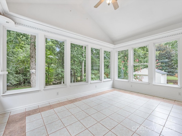 15139 Wiltshire Manor Dr, Charlotte, NC 28278 - unfurnished sunroom featuring tile patterned flooring and lofted ceiling