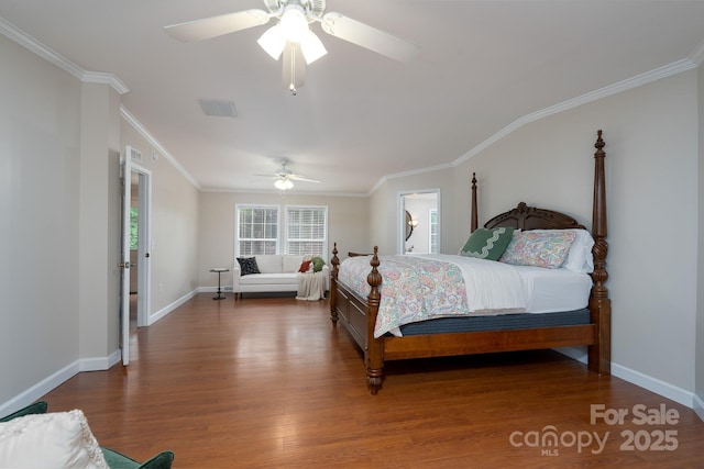1408 Wildwood Dr, Kannapolis, NC 28081 - bedroom featuring wood finished floors, crown molding, and ceiling fan