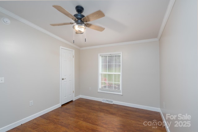 1408 Wildwood Dr, Kannapolis, NC 28081 - empty room with ornamental molding, wood finished floors, ceiling fan, and a smoke detector
