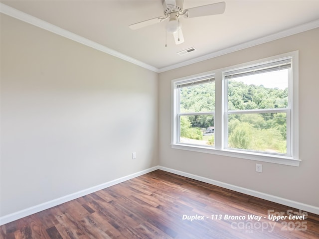 113 Bronco Way, Waynesville, NC 28785 - empty room with dark wood-style flooring, crown molding, and a ceiling fan